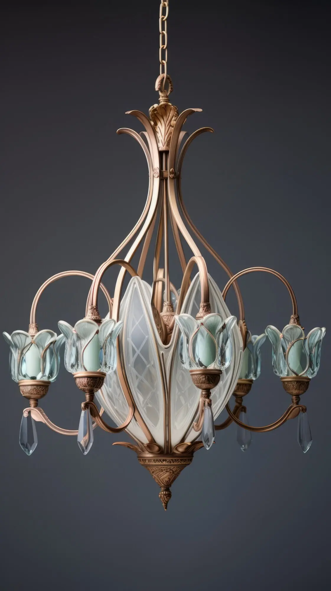 An elaborate chandelier in the Art Nouveau style.